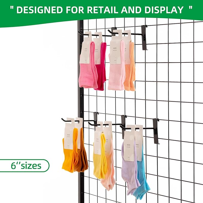 Gridwall Hooks 6 Inch, 100 Pack Grid Wall Hooks, Grid Panel Hooks and Hangers for Retail, Craft Shows, Home Setup, and Customized Display