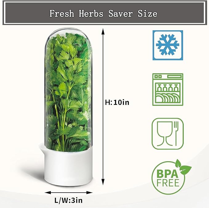 Herb Saver for Refrigerator, Cilantro Container for Fridge, Fresh Herbs Lettuce Keeper for Refrigerator Parsley Mint Leaves Fresh Herb Keeper, Refrigerato Storage for Fresh for 2-3 Weeks