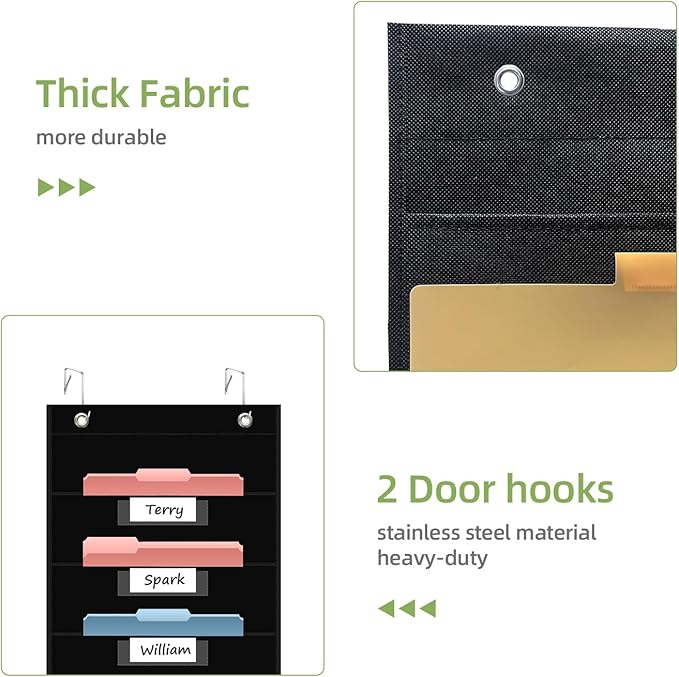 8 Pockets File Storage Pocket Chart with 8 Nametag Pockets,Hanging Wall File Organizer for Classroom and Office Use, Keeps assignments, Files, scrapbooks, and Papers neatly Organized.