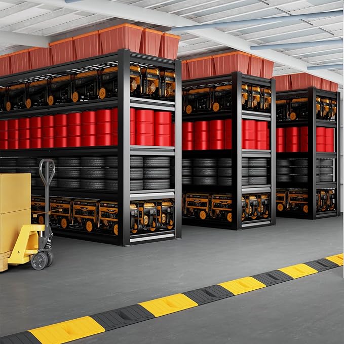 68" Wide Heavy Duty Garage Shelving Units, 5-Tier Deep Storage Shelves,Black Metal Garage Shelves,Steel Shelf,Large Storage Rack,Industrial Shelving for Shop, 68" W x 20" D x 84" H