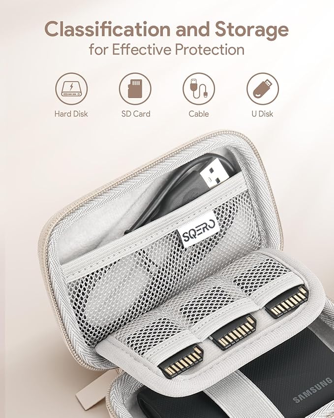 SSD Hard Case Compatible with Samsung T9/T7 Shield/T7 Portable SSD Drive USB 4TB,2TB,1TB, Portable Travel Carrying Storage Protective Cover Bag (White)