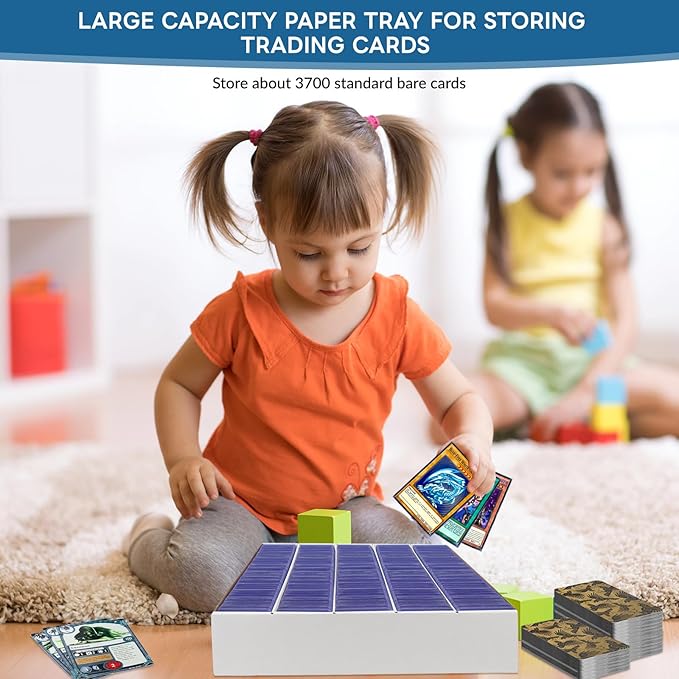 4 Pack Card Storage Box, 3700 Count Trading Card Storage Box White Sports Storage Cards Box Organizer Sorting Tray Cases Box for Storing Protecting and Organizing Soccer Cards
