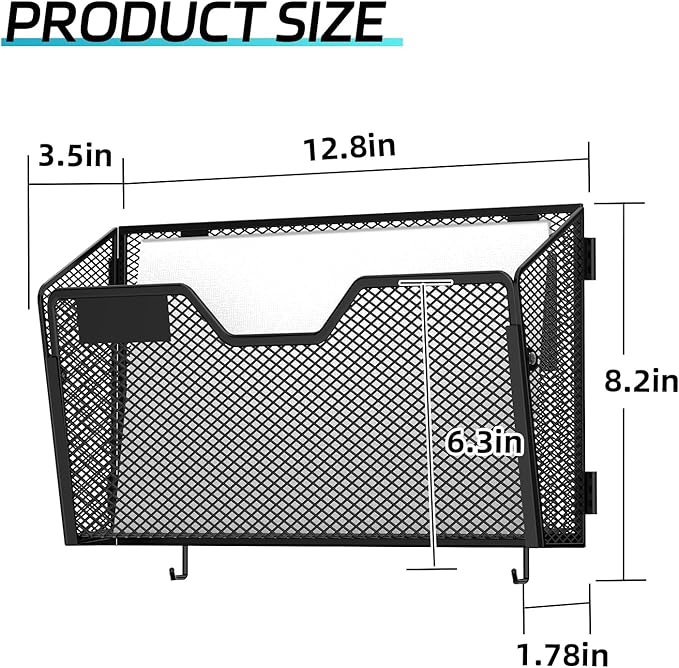 SUPEASY Mail Organizer Wall Mounted, Wall File Holder, Hanging File Organizer, Metal Mesh Mail Oganizer & Mail Holder for Home / Office (with Label Panel, 6 Pack)