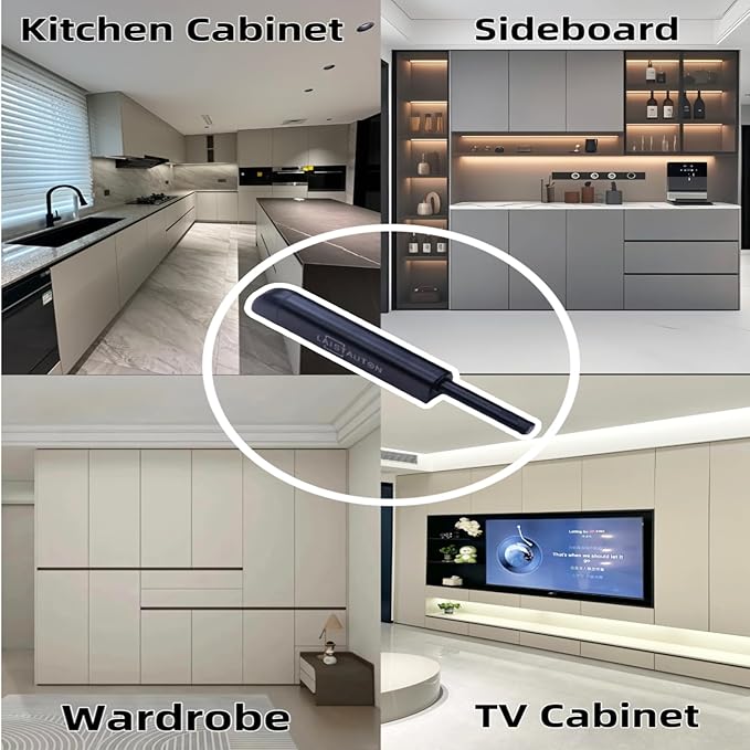 Softly-Closed Door Latch - 2 Pairs Magnetic Cabinet Push Open Latch，Full Extension Concealed Hidden Door Latch with Magnetic Shock Absorber for Kitchen Cabinet, Wardrobe, Office Furniture