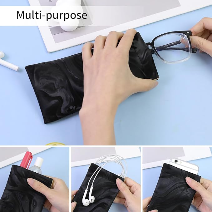 Double Eyeglass Case Soft Dual Glasses Case for Women Men Travel Squeeze Top Sunglasses Cases Eyeglasses Pouch