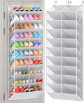 30 Pairs Over the Door Shoe Organizer, Clear Pockets Hanging Shoe Storage for Closet, 10-Tier Door Shoes Rack Storage Fit All the Family's Sneakers, Boots, Heels, Light Grey