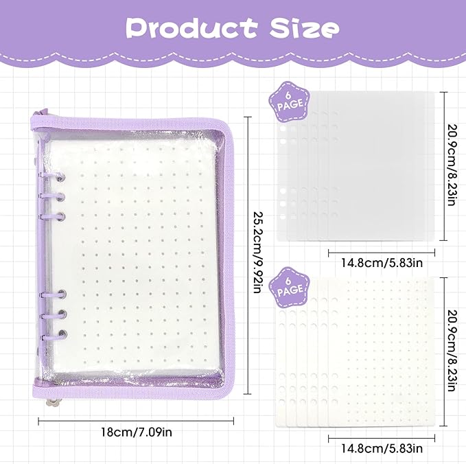 Enamel Pin Display Book - Portable 6 Pages A5 Enamel Pin Collection Holder Trading Book for Storing Pins Brooches Patches, Pin Storage Organizer for Travel Collectors (Purple)