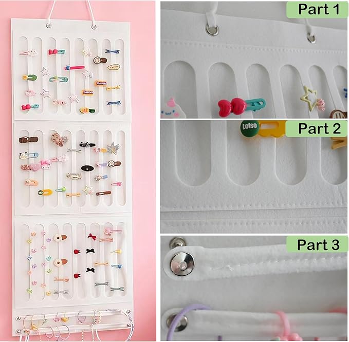 Hair Bows Holder & Organizer for Girls, Wall Hanging Baby Hair Accessory Storage Display with Sturdy Rope for Girl Room & Nursery