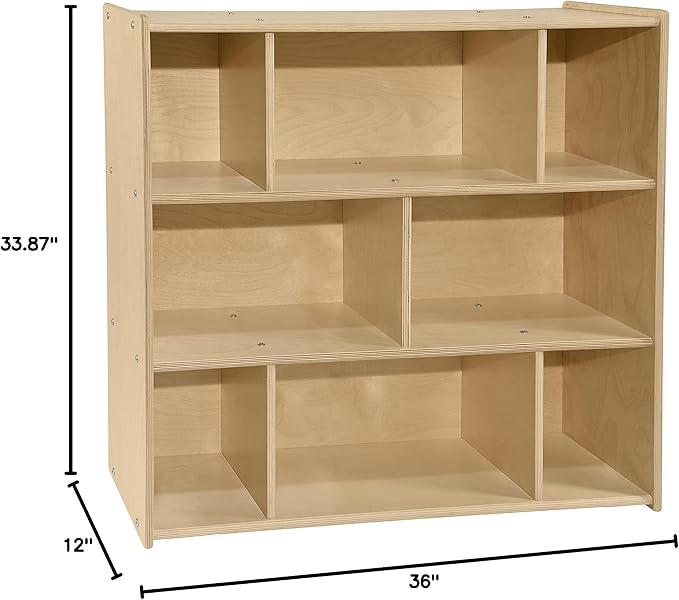 Contender - Birch 8 Cubby Storage Unit, Art&Craft Organizer for Kids Kindergarten, Homeschool, Daycare, Nursery, Preschool, Safe and Certified, in Natural