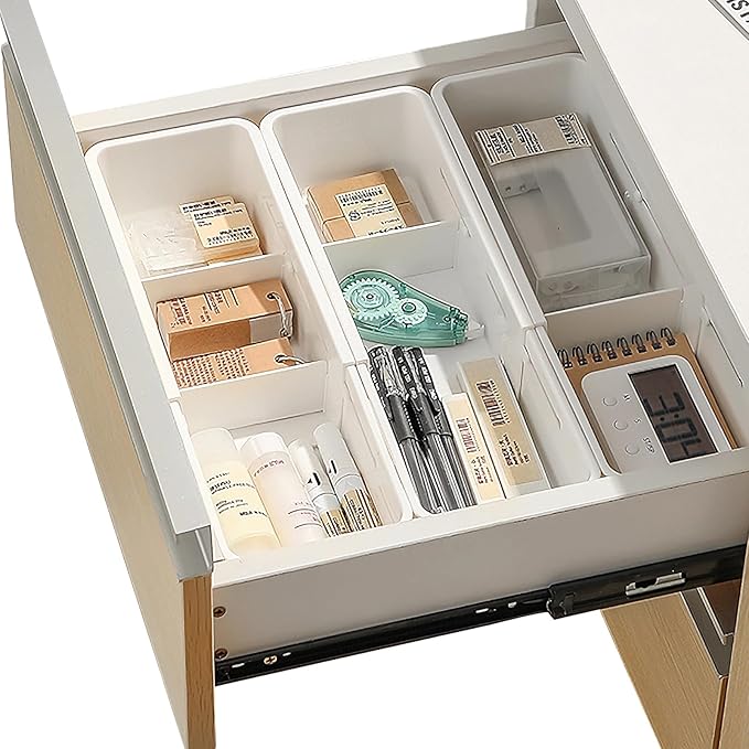 Expandable Drawer Organizers, Adjustable Drawer Dividers Organizers, PP Drawer Organizer Trays for Utensils, Pens, Makeups, Flatware and Junks, Multi-Use (Small)