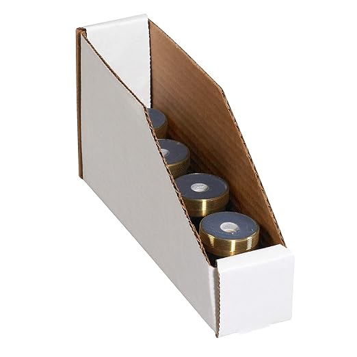 Aviditi Corrugated Cardboard Storage Bins, 2"x 9"x 4 1/2", White, Pack of 25, for Warehouse, Garage and Home Organization