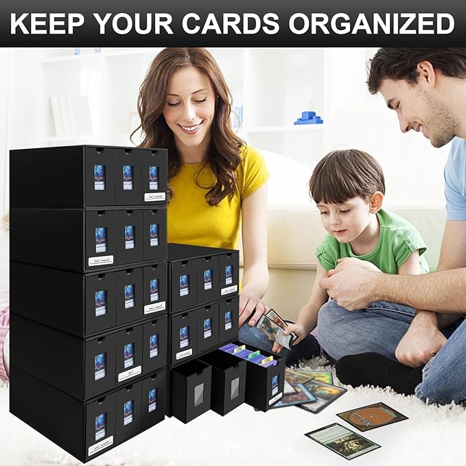 14400+ Card Storage Box, 2700+ Toploader Storage Box for Commander Display,with 72 Dividers, Labels & Tapes,Fit for TCG, PTCG, MTG