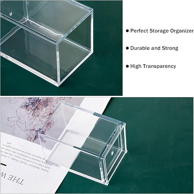 dedoot Acrylic Drawer Organizer, Clear 1 Compartment Makeup Organizer Transparent Plastic Makeup Brush Holder Pen Holder Jewelry Accessories Storage Acrylic Square Cube Box,2.5X2.5X3.8 Inches