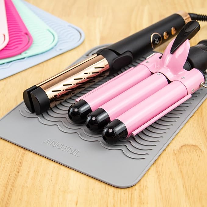 ANGENIL Travel Flat Iron Hair Straightener Large Pad Heat Mat for Curling Iron Silicone Sleeve Mat, Use for Heat Resistant Mat for Craft Glue Guns & Hair Iron Tools Pad