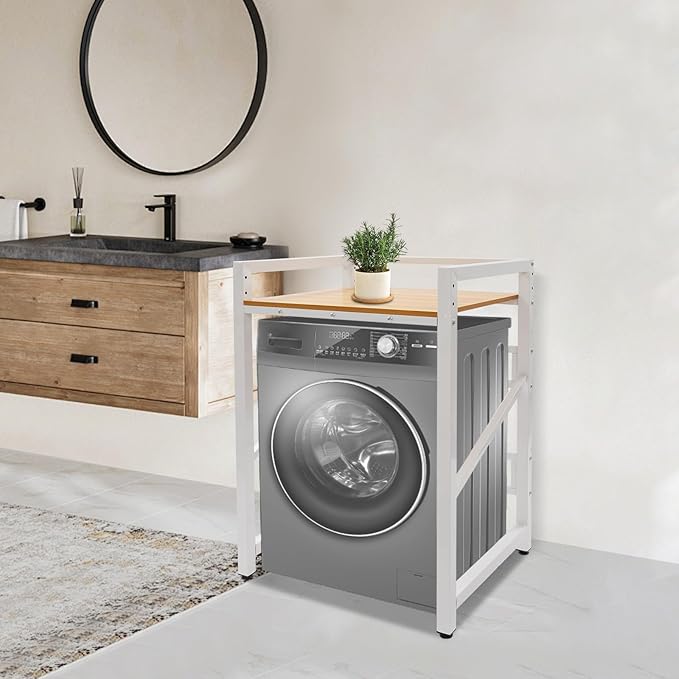 Over The Washer and Dryer Storage Shelf, Height Adjustable Washer Dryer Stacking Rack Stand for Bathrooms Laundry Rooms, Load Capacity 660 lbs