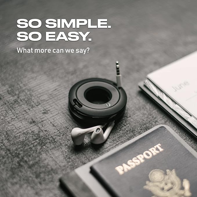 Side Winder Mini and Max Headphone, Earbud and Charging Cable Winder and Organizer Perfect for Wrapping Earbuds and Cords for Travel and Organization 4-Pack (Black, Mini)