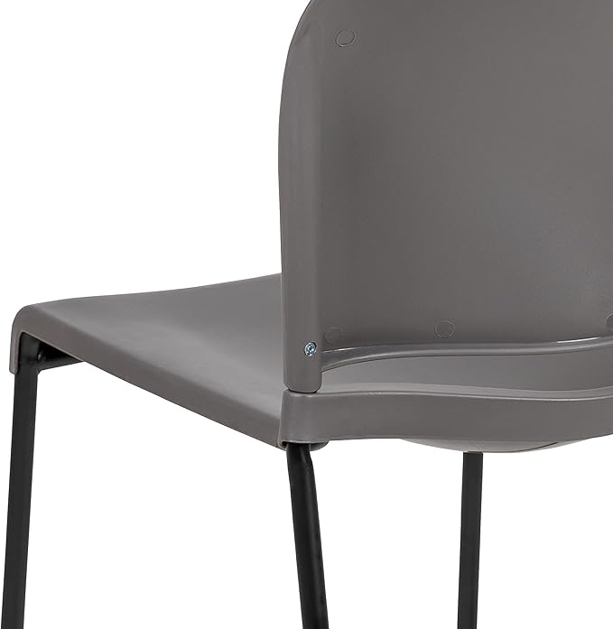 Flash Furniture Hercules Series Contoured Stacking Chairs for Waiting Rooms and Offices, Ergonomic Lobby Chairs with Curved Back, Set of 5, Gray