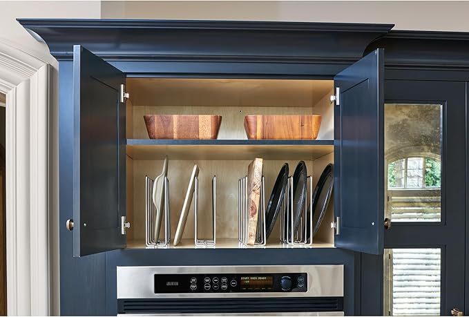 Rev-A-Shelf U-Shaped Wire Tray Divider Bakeware Cookie Sheet Organizer for Wall or Base Kitchen Cabinets for Face Opening of 3.25" Chrome, 596-10CR-52