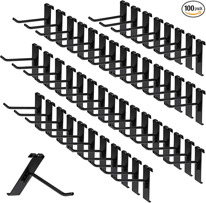 Gridwall Hooks 4 Inch, 100 Pack Grid Wall Hooks, Grid Panel Hooks and Hangers for Retail, Craft Shows, Home Setup, and Customized Display(Black)