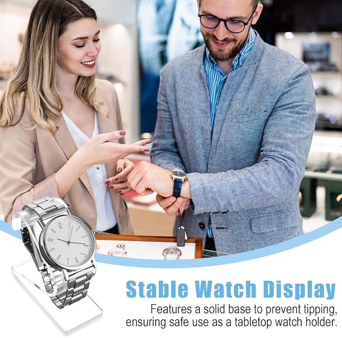 Prasacco Clear Watch Display Stand, 2Pcs Single Watch Holder Organizer Acrylic Watches Holders Display Rack Jewelry Holders Stand for Bracelet Jewelry Storage