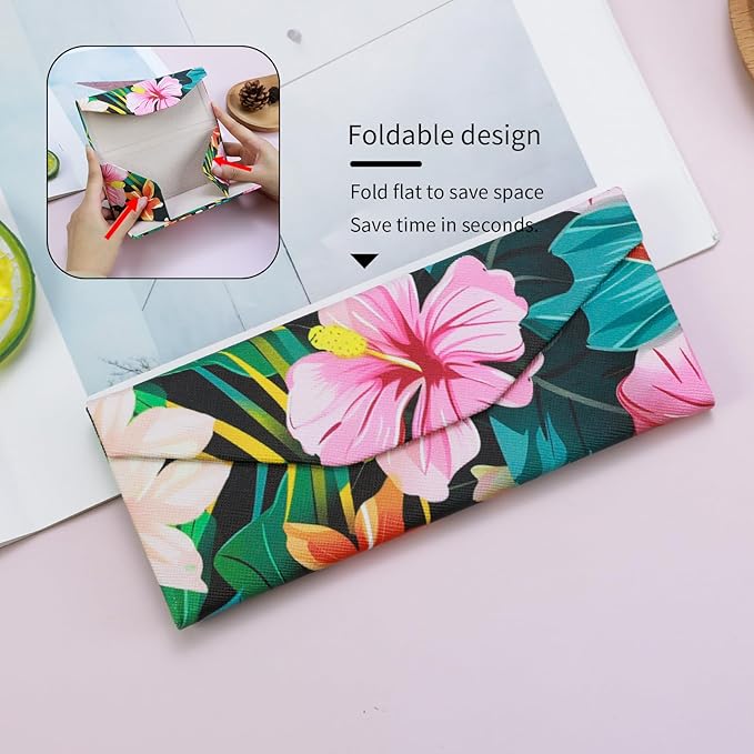 Foldable Glasses Case, Magnetic PU Leahter Sunglasses Case, Cute Hard Shell Folding Eyeglass Cases for Women Kids