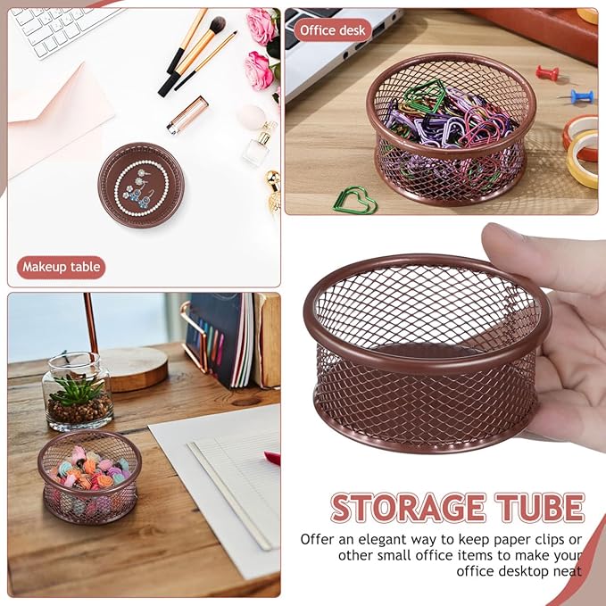 VILLCASE Paper Clip Holder, PaperClip Holders for Desk, Metal Mesh Paperclip Dispenser Organizer Desktop Binder Clip Holder Container for Home Office School, 4pcs
