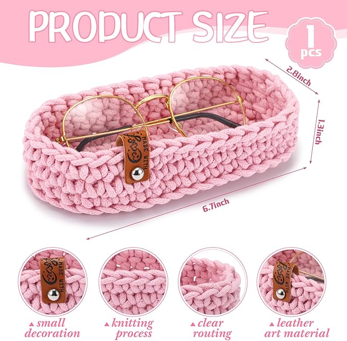 Tioncy Eyeglasses Holder for Nightstand Wool Anti Scratch Desk Bedside Knit Eyeglass Storage for Fathers Day Graduation Gifts