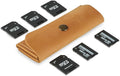 Leather SD/Micro SD Card Holder & Organizer, Storage Case, Travel Memory Card Cover (Vintage Brown)
