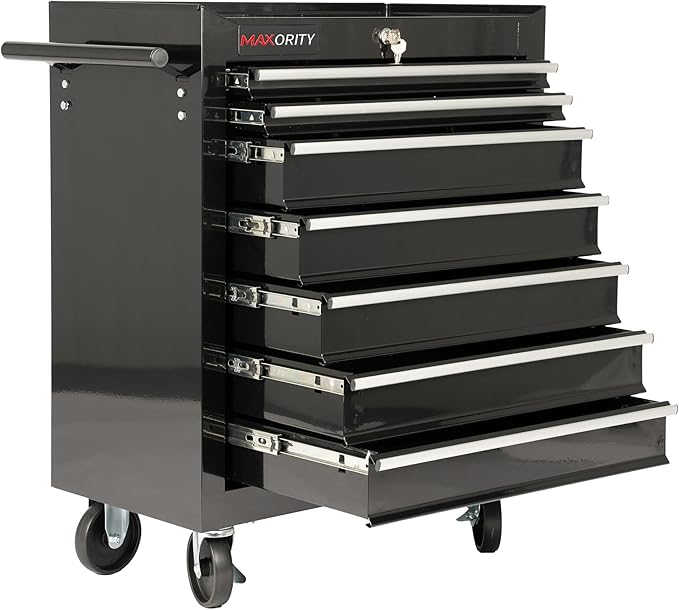 7-Drawer Heavy-Duty Rolling Tool Chest Cabinet with Lock Mobile Cart for Garage & Workshop, Black