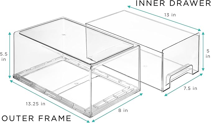 Sorbus Plastic Storage Bins Stackable Clear Pantry Organizer Box Bin for Organizing Kitchen Fridge, Food, Snack Pantry, Fruit, Vegetables, Bathroom, Wide & Narrow Deep (6 Pack)