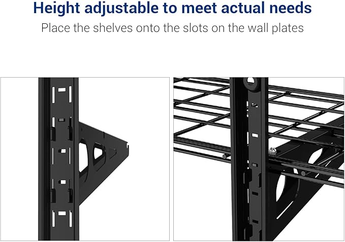 FLEXIMOUNTS 3 Tier 1x3ft Garage Storage Wall Shelving, 12x36inch per Shelf Height Adjustable Floating Shelves, 450lbs Total Weight Capacity, Black, Classic Series