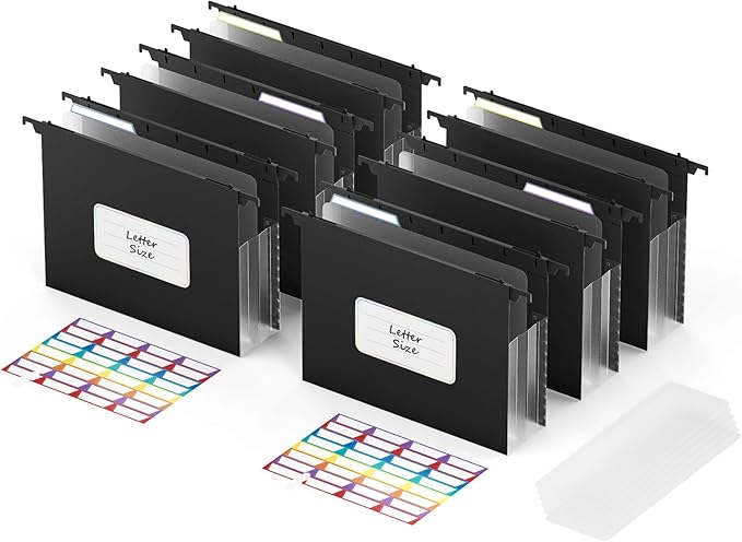 ABC life Plastic Expanding Hanging File Folders,Reinforced 3.15" Hanging Accordian Folder，Large Capacity, Letter Size for Filing Cabinet Tax Filing, Invoices-3pcs