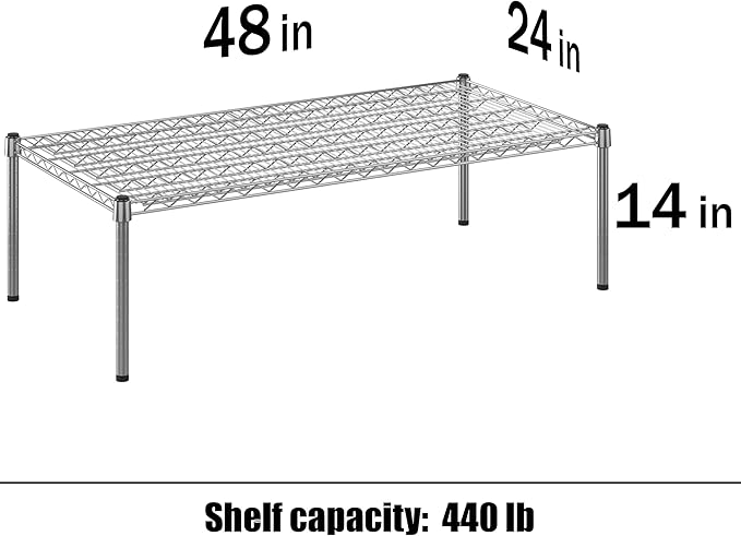 24" Deep x 48" Wide x 14" Height Wire Shelving Kit | 1-Tier | NSF Commercial Storage Rack Unit