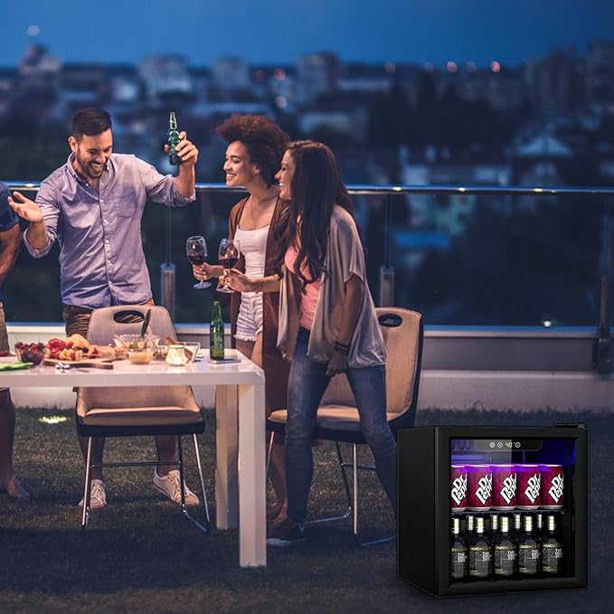 Compact 60 Can/1.3 Cu.Ft Mini Fridge For Soda, Beer Or Wine, Portable Small Beverage Refrigerator With Digital Display&Removable Shelves &Reversible Glass Front Door For Office, Dorm, Bar