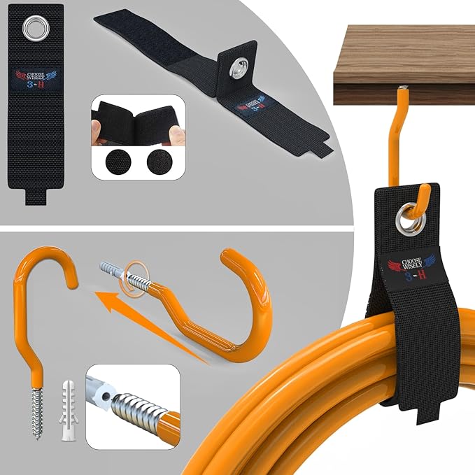 3-H Garage Wall Hooks 31 Pack, Garage Hooks Heavy Duty with Extra Welding Spots, Garage Organizer for Garden, Lawn, Yard Tools, Chairs, Ladders, Weed Eater, Shovel, Blower(Oranger)