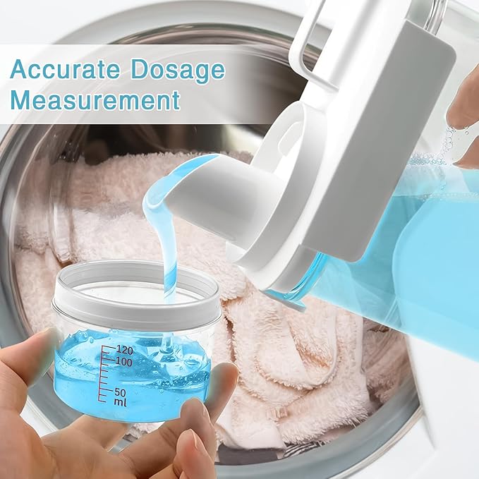 2 Pack Laundry Detergent Dispenser, 98oz Detergent Dispenser, Refluxable Laundry Detergent Container, Plastic Liquid Laundry Detergent Dispenser for Laundry Room Organization with 6 Labels