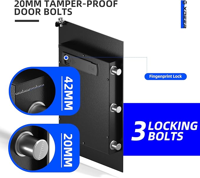 XDeer Biometric Safe Box, Quick-Access Security Safe Box with Upgraded Fingerprint, Steel Handgun Safe Lock Box for Kid/Home/Office (2.04 Cubic Feet)