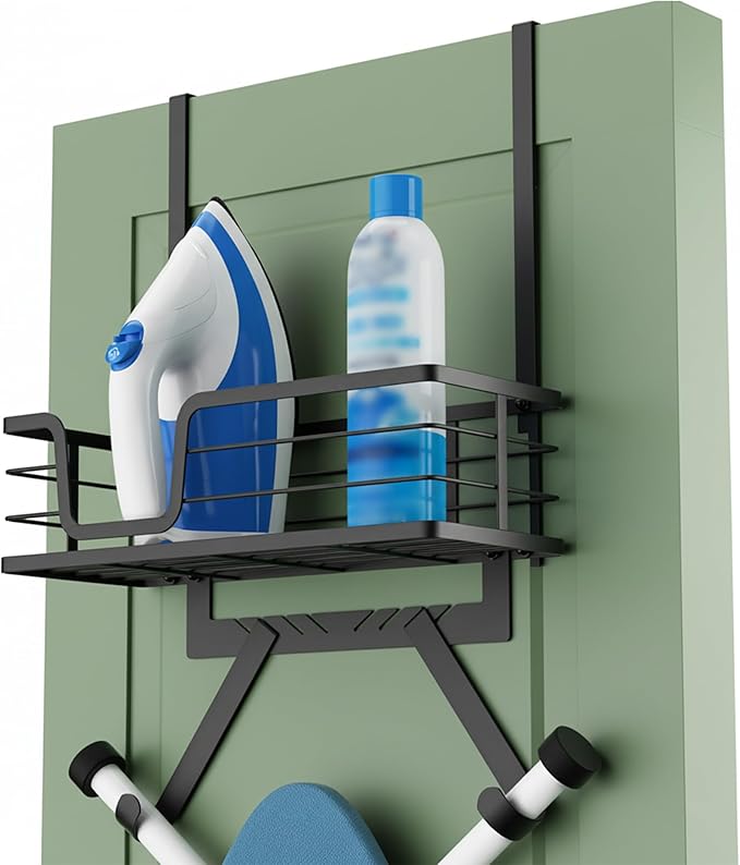 KES Over The Door Ironing Board Holder, Ironing Board Hanger for Laundry Room Organization and Storage Y and T Shaped Fits for 1 3/4 Doors Matte Black, HIR501B-BK