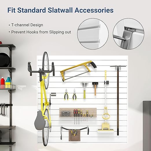 Slatwall Panel 4 FT x 4 FT, Interlocking Slat Wall Paneling, Wall Mounted PVC Wallpanel, Suitable for Garage Storage and Organizer, Slatwall Board, Shelves - White