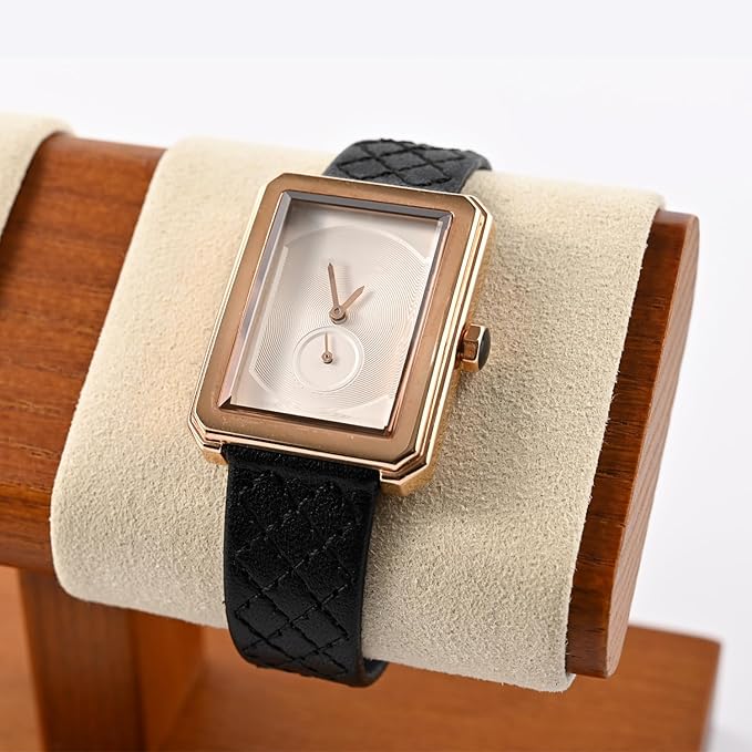 Oirlv Solid Wood Double Watch Display Stand Watch Bracelet Organizer(Creamy-white)