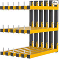 6 PACK Lumber Storage Rack Wall Mount Wood Organizer Storage Racks Heavy Duty Shelf Brackets with 9-Level System 1080 LB Sturdy Folding Garage Wall Shelving, Snowboard Rack for Indoor and Outdoor