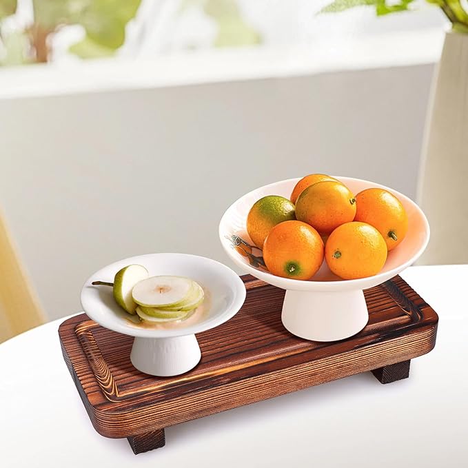 Small Kitchen Sink Soap Tray for Counter Dish Soap Dispenser Holder Wooden Pedestal Stand for Bathroom Counter Decor Farmhouse Wood Risers Display Stands Kitchen Accessories Countertop Vanity Tray