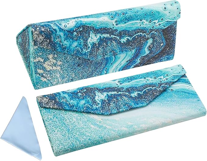 Foldable Glasses Case, Magnetic PU Leahter Sunglasses Case, Cute Hard Shell Folding Eyeglass Cases for Women Kids