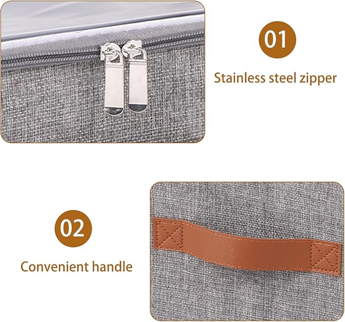 OUTBROS Large Storage Boxes, Foldable Bags with Lid, Wardrobe Organiser with Handle and Zipper, Used for storing clothes, blankets, pillows, 17.7 x 13.8 x 9.8 inch, 2-Pack