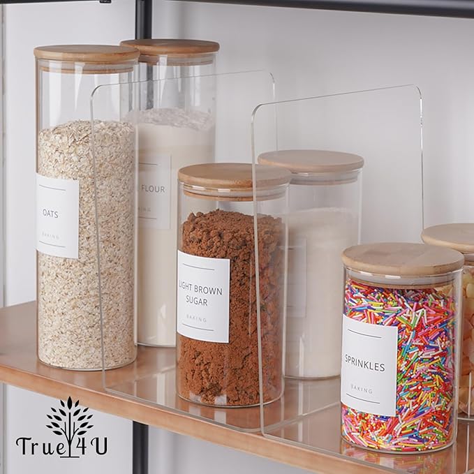 True 4U 6 Pack Acrylic Shelf Dividers for Organizing, Easy to Install Clear Shelf Dividers, Sturdy Shelf Divider for Home Organization and Office