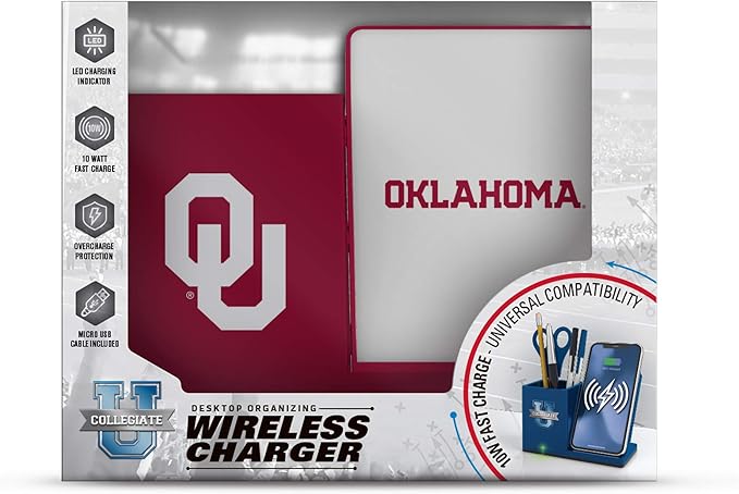 SOAR NCAA Unisex Cell Phone Wireless Charging Stand and Desktop Organizer