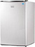 BLACK+DECKER 4.3 Cu. Ft. Compact Refrigerator, ENERGY STAR Certified, Single Door Mini Fridge with Chiller Compartment, Personal Fridge for Home or Dorm Room, BCRK43V, Stainless Look