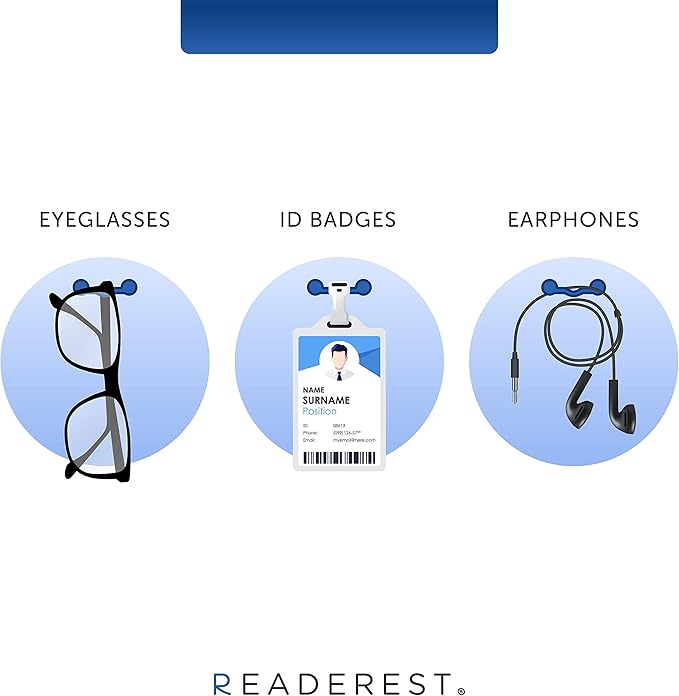 Readerest Magnetic Glasses Holder (3 Pack), Magnet Clip for Readers, Sunglasses & Work Badges for Men & Women, USA Made