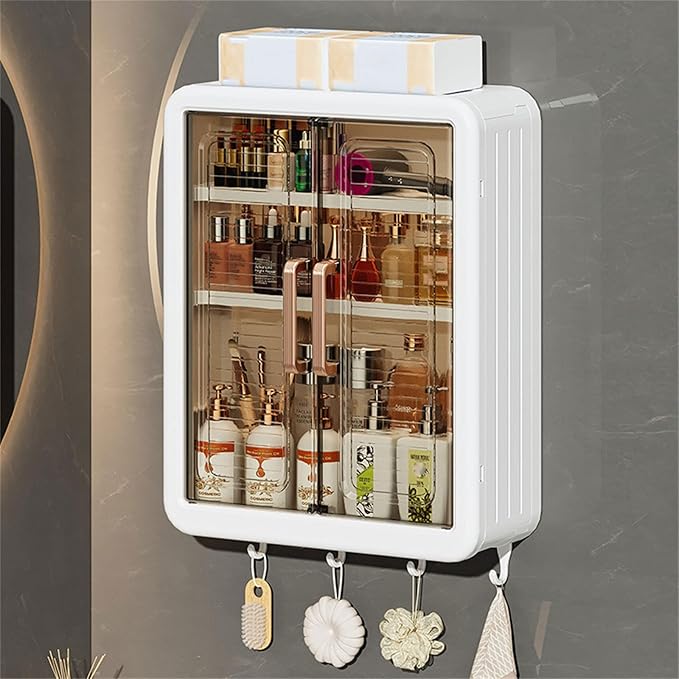 Without Drilling Wall Mounted Makeup Organizers Large Capacity Bathroom Storage Shelf for Cosmetics Skin Care Product