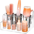 NIUBEE Hair Tool Organizer, Acrylic Hair Dryer and Styling Holder, Bathroom Countertop Blow Dryer Organizer, Vanity Storage Stand for Accessories, Makeup, Toiletries (Clear)